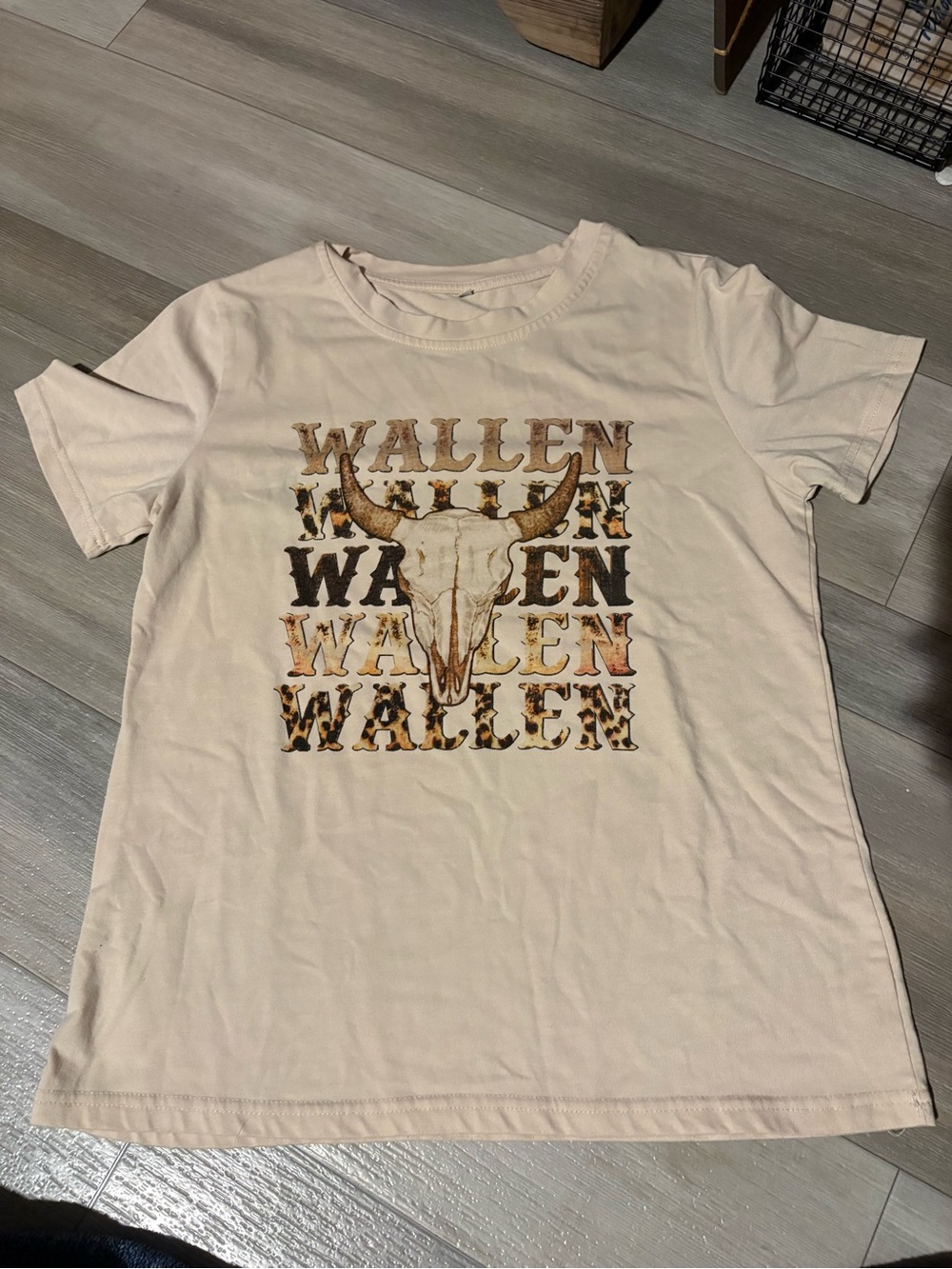Wallen Graphic Tee with Bull Skull & Leopard Print